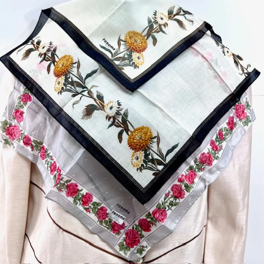 New Set of 2 RENOMA Paris Handkerchief , coton 17